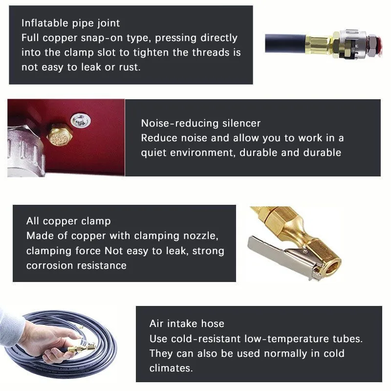 Inflador de pneus totalmente automático inteligente, pressão de pneu predefinida, carregamento automático e deflação, inflador de alta precisão