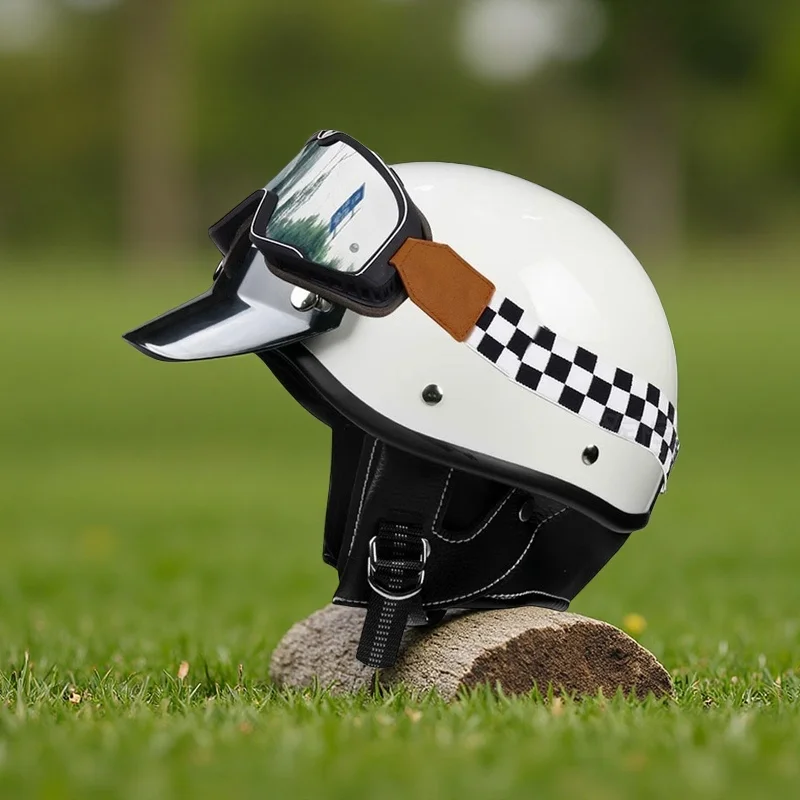 

VGV L09 Retro Motorcycle Helmet Men's and Women's Half Helmet Four Seasons Cruise Riding Helmet with Bluetooth