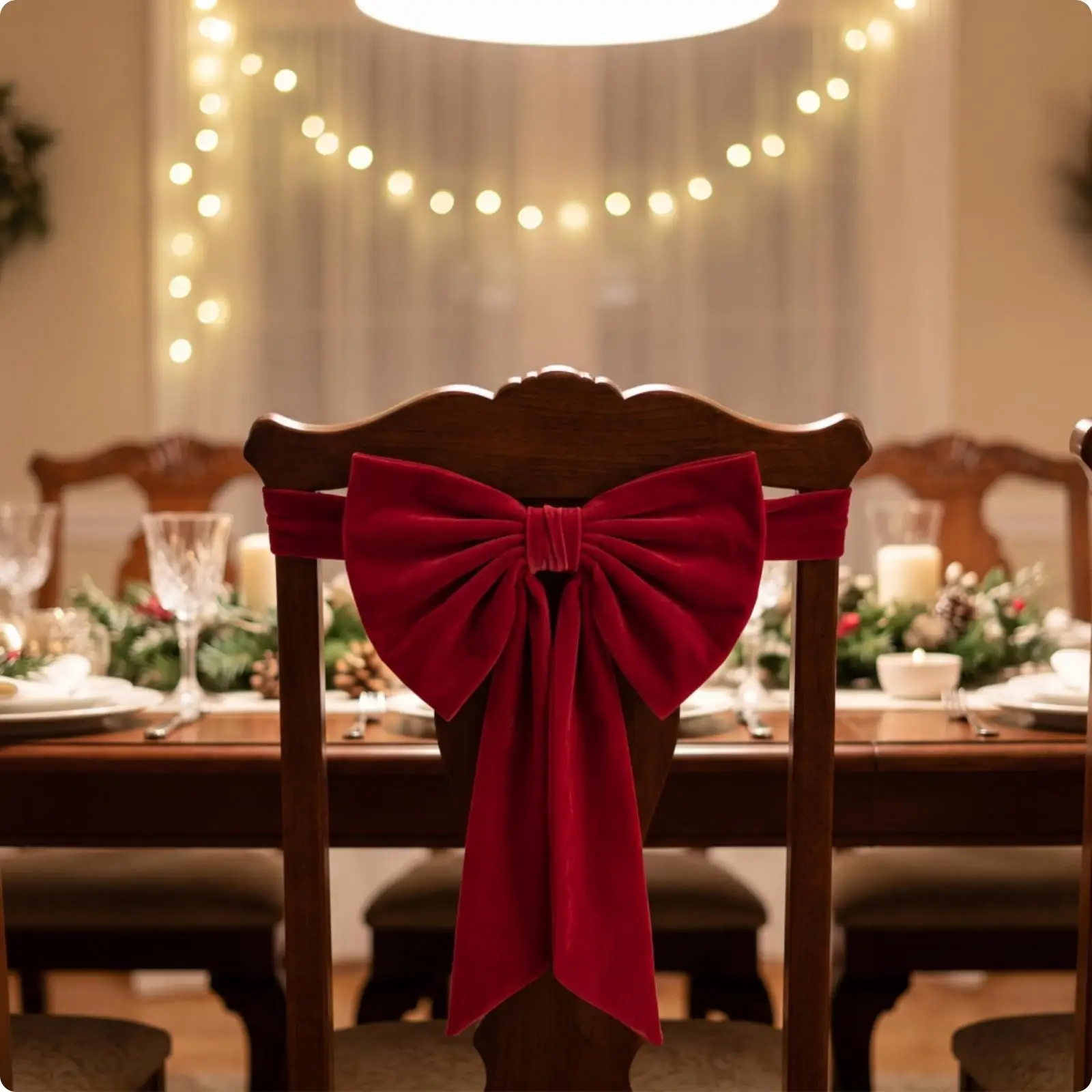 Decorative Seat Bow Velvet Touch Red Sash for Wedding Party Chair Accent with Streamers