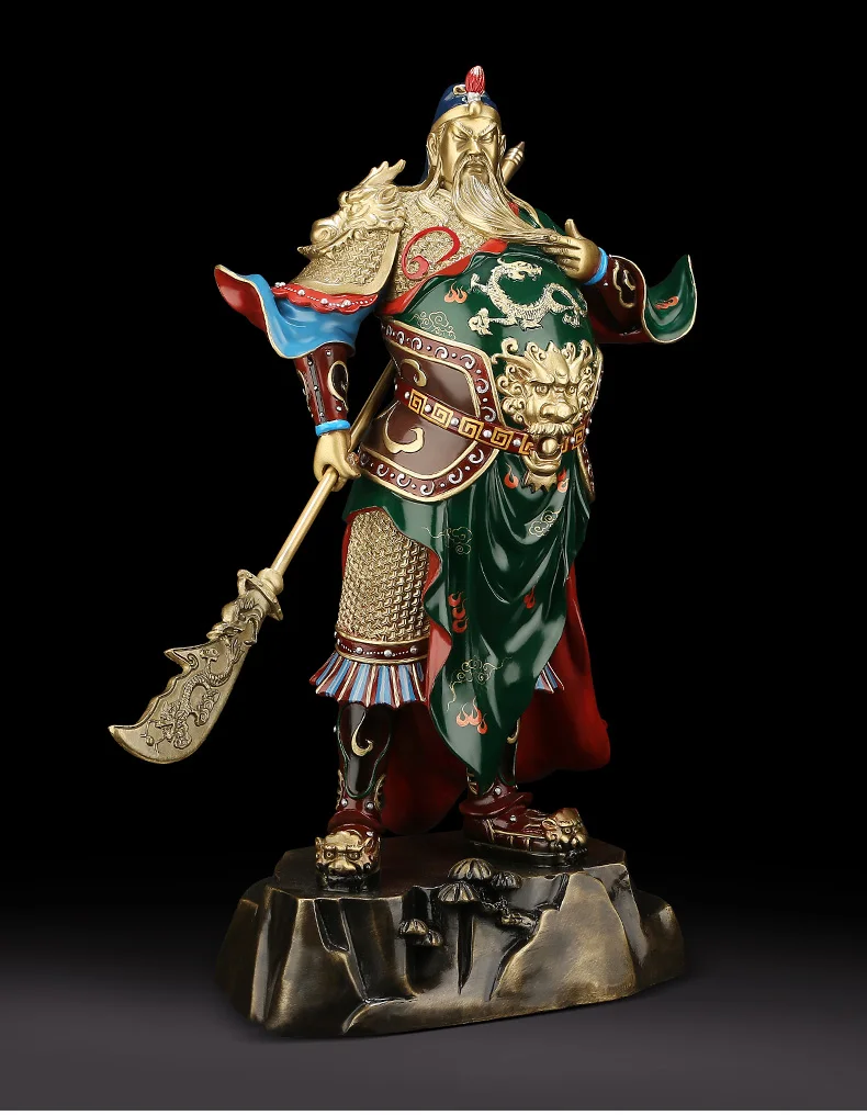 Large  Southeast Asia High grade buddha Home store company Shrine Good luck God of wealth GUAN GONG CAI SHEN brass statue