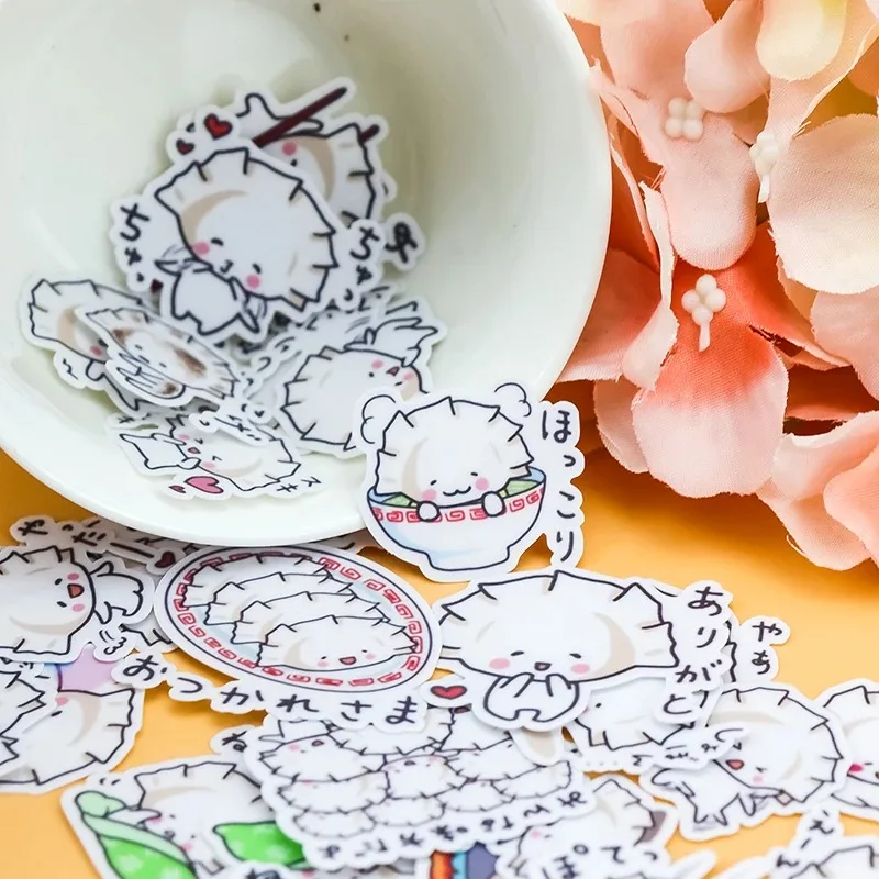 41pcs Cute Kawaii Self-made Cartoon Food Dumplings Stickers For Laptop Guitar Skateboard Luggage Car Kids Waterproof Stickers