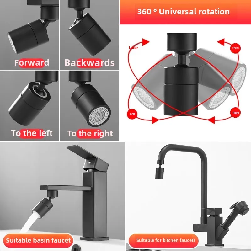 Universal 360 ° Drehbarer Küchenarmatur-Verlängerer mit 2 Modi, Einstellbarer Luftsprudler, Spritzschutzfilter, Küchenwaschbecken-Armatur-Sprudeldüse – Detail 7