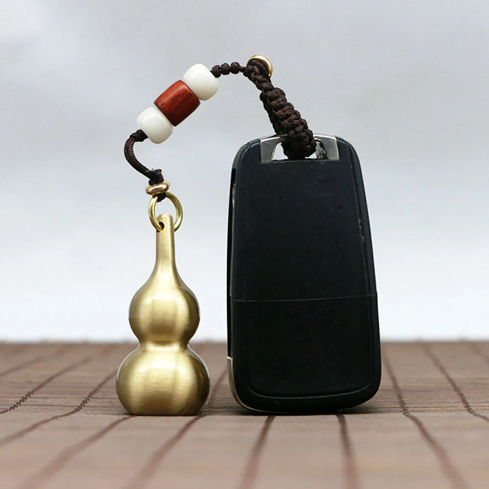 

Brass Gourd Pendant Large Hollowed Brushed Golden Feng Shui Decor For Living Room Bedroom Office Car Key Hanging Gift