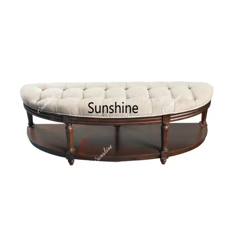 American solid wood bedside stool simple storage buckle sofa