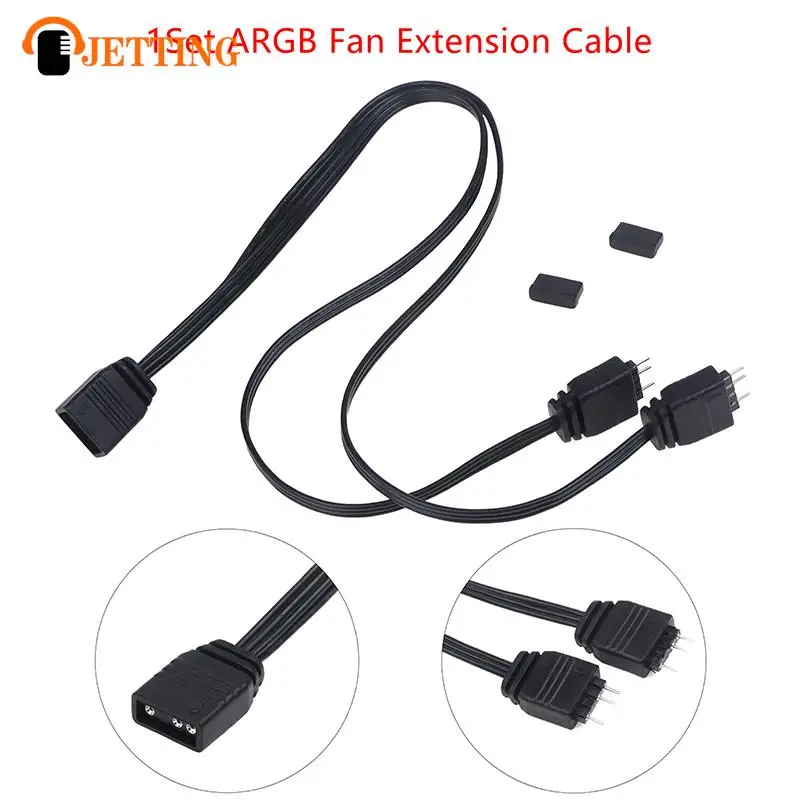 1Set ARGB Fan Extension Cable 1 to 2 5V 3Pin Fan Hub Adapter Cable PC Fan Splitter Cable