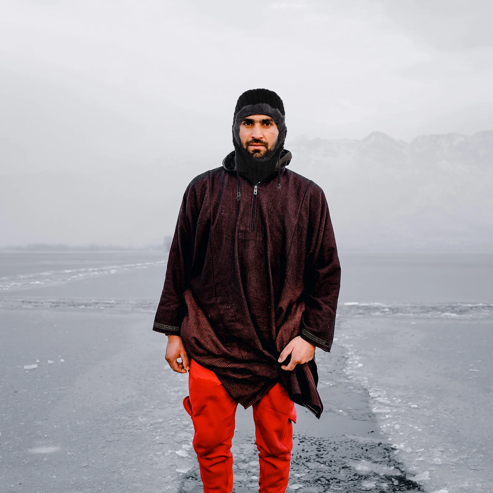 

Winter Warm Knitted Beanie with Neck Protector One Size Fits Most Outdoor Sports Hat for Skiing Running Hiking Black