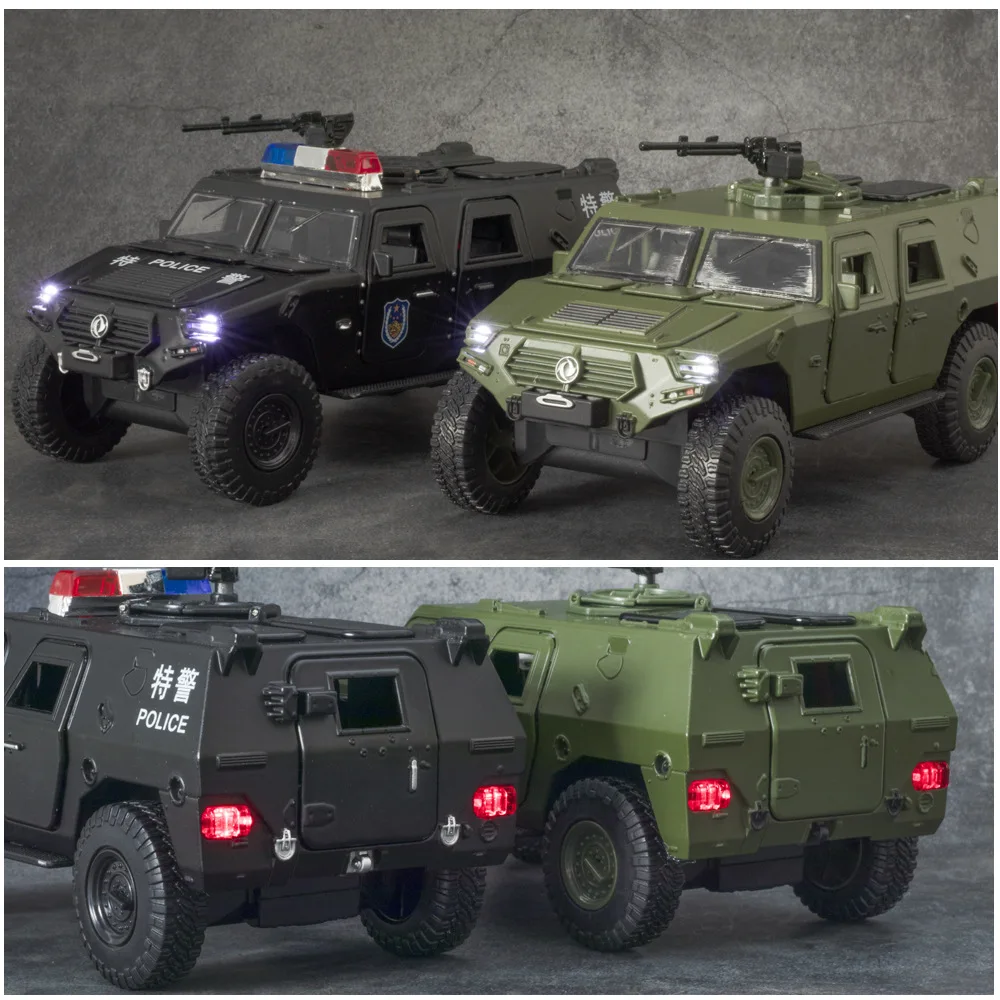1:24 Militaire Refit Gepantserde Auto Legering Diecasts Speelgoed Terreinvoertuigen Tank Model Metalen Politie Explosieveilige Auto Model Kids gift