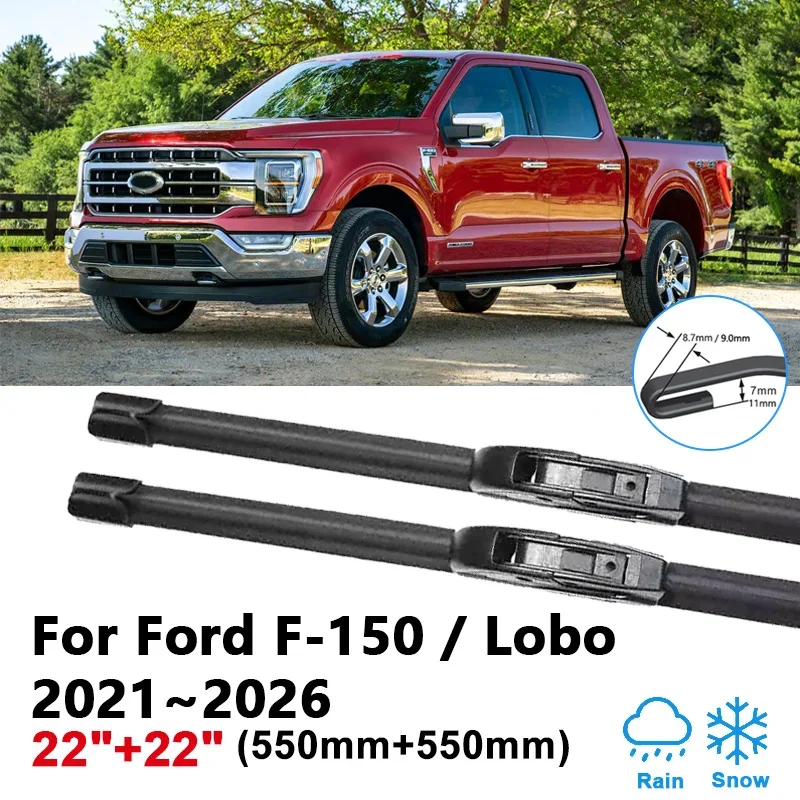 

22"+22" For Ford F-150 F150 Lobo 2021~2026 2022 2023 Car Wiper Blades Rubber Window Front Wipers Brushes Auto Tools Accessories