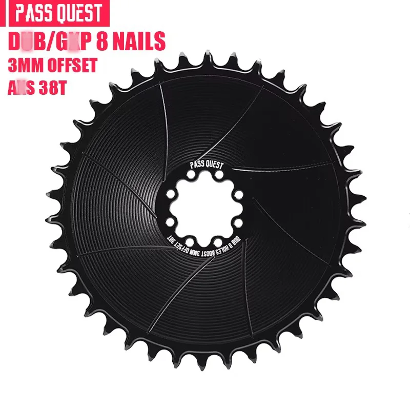 PASS QUEST 8-Bolt Aero Bicycle Chainwheel 3mm Offest Narrow Wide Chainring Direct Mount Aero Disc 38-54T for SRAM 8Bolt Crankset