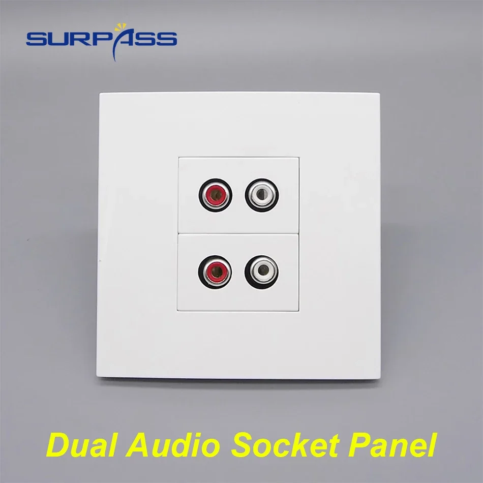 RCA Audio Panel 86 Type Wall Mount Plate Audio Socket ABS Dual Multimedia AV Socket Perfect for Hotel Classroom Home Improvement