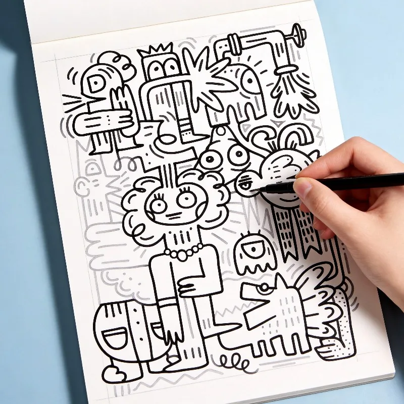 An Adult Decompression Coloring Book, Quirky Graffiti Line Draft Coloring Book, 24 Super Healing Different Tracing Patterns
