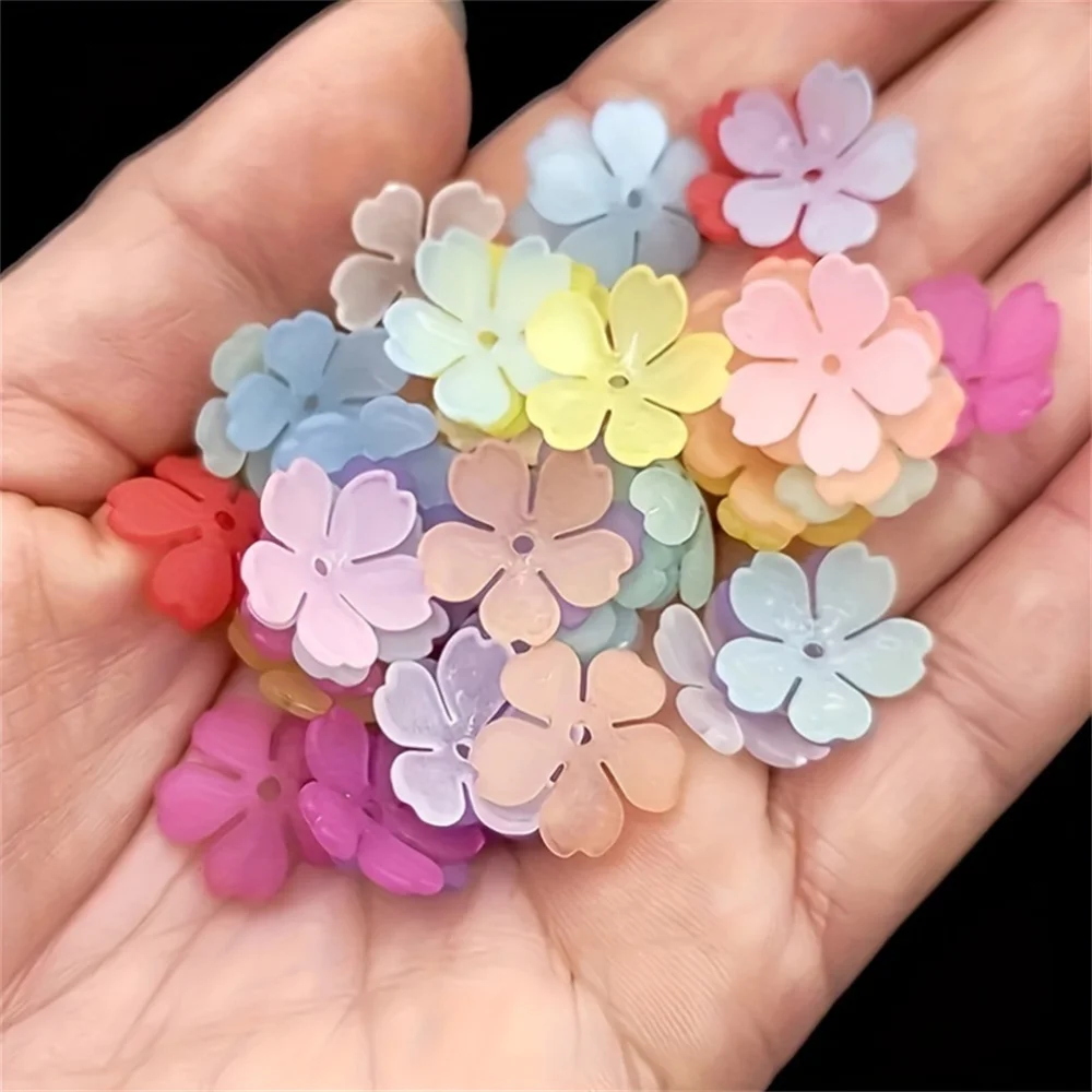 100pcs 14mm Warm Color Frosted Petal Bead Cap with Flower Spacing Beads for DIY Handmade Bracelet Necklace Making image 4