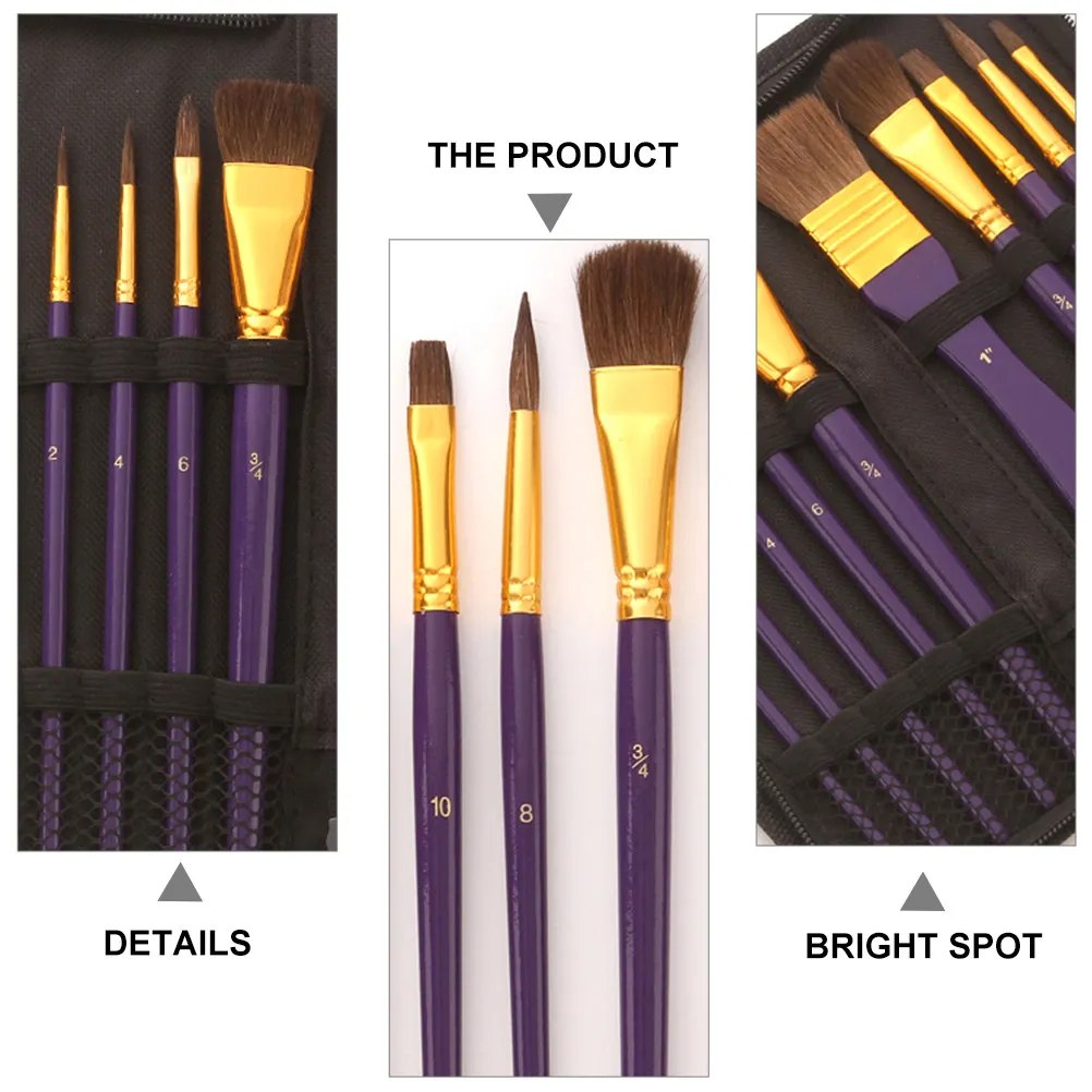 

1Set Bristle Stencil Paint Brush Set Wooden Handle for Oil Watercolor Painting Brushes Art Crafts Hobby Projects Natural Bristle