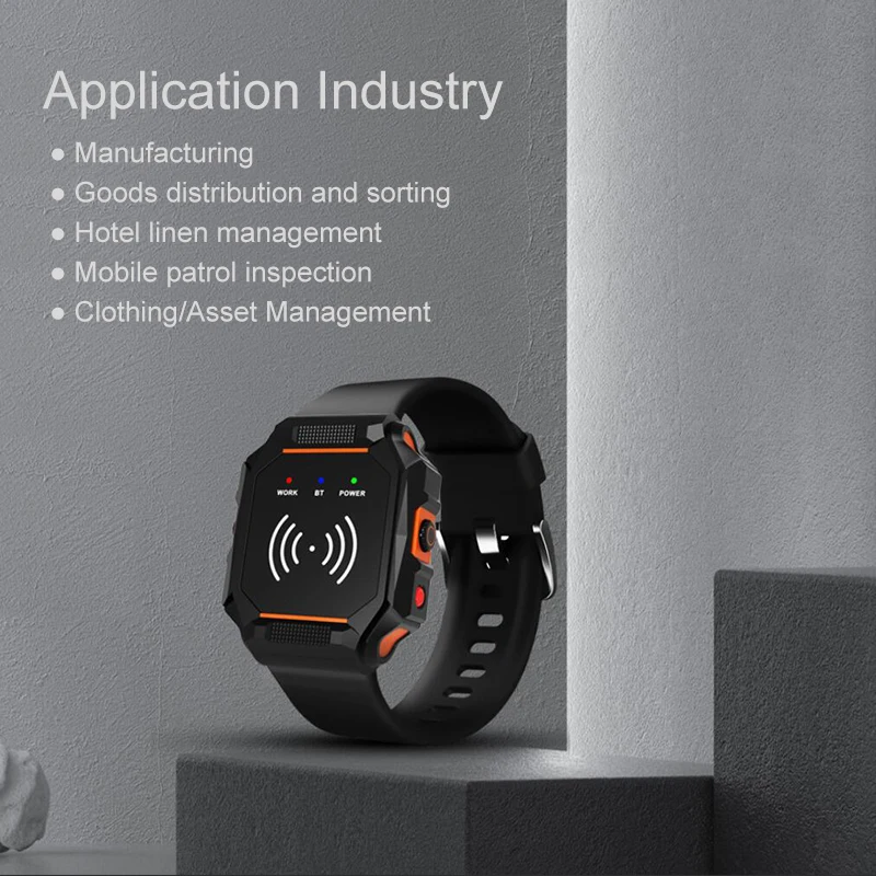 Portable RFID UHF Bluetooth Watch Reader 902-928Mhz Small Passive Mini Wireless Wristband RFID Tag Card Reader