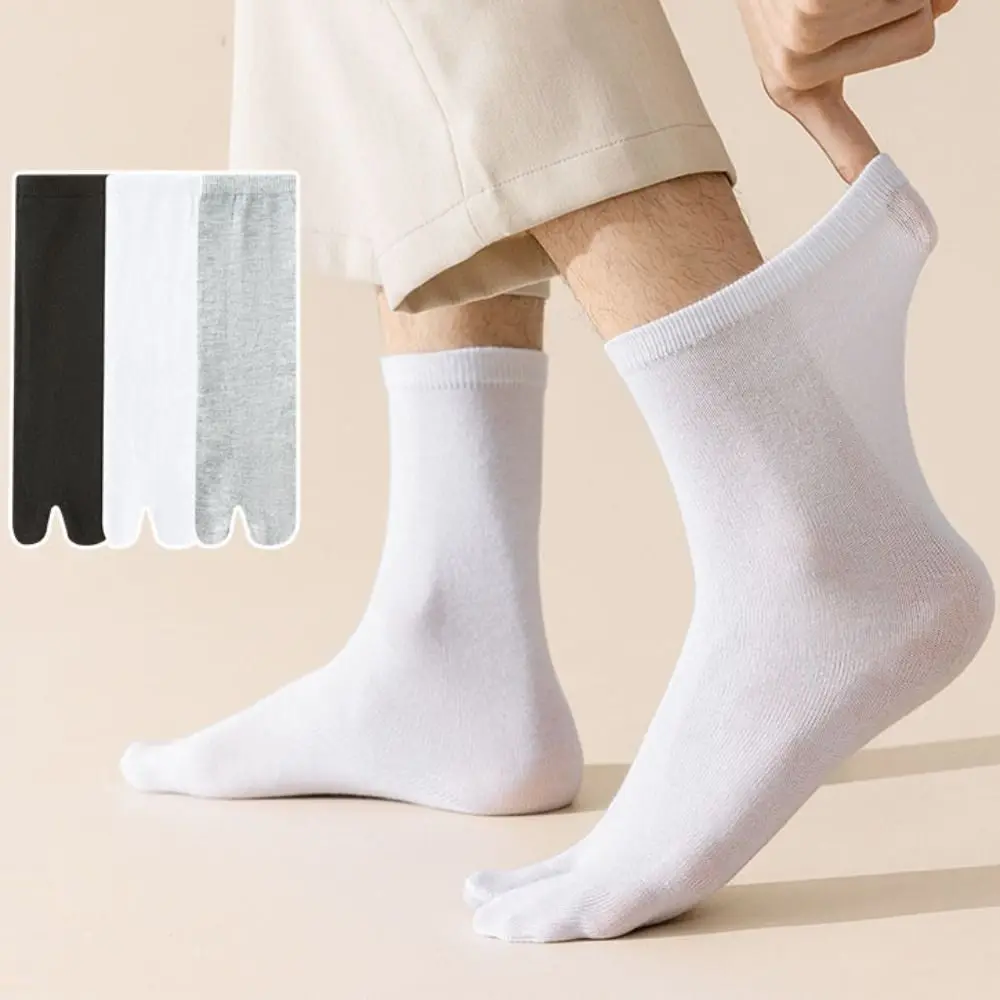 

3Pairs Simple Mid-calf Flip Flops Socks Thin Solid Color Two Toes Socks Ankle Hosiery Hosiery Tube Socks Women Sports