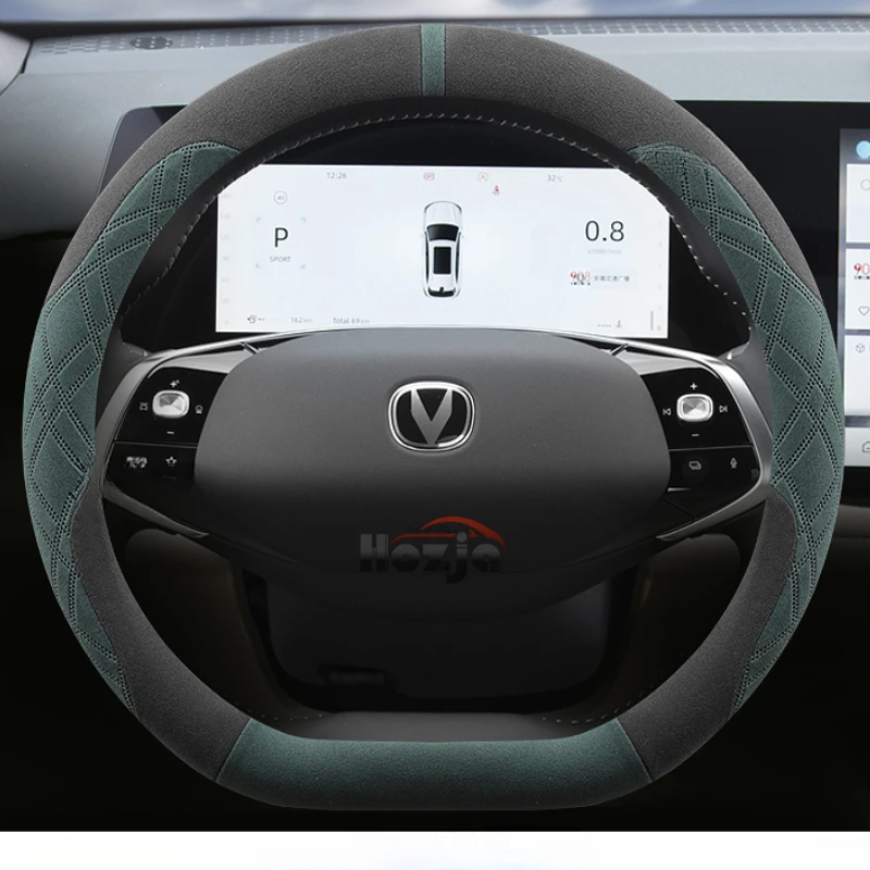 Capa de camurça para volante de carro, acessórios para changan cs35 plus cs15 cs95 cs85 corte uni t 2021 2022 2023 2024 2025 2026