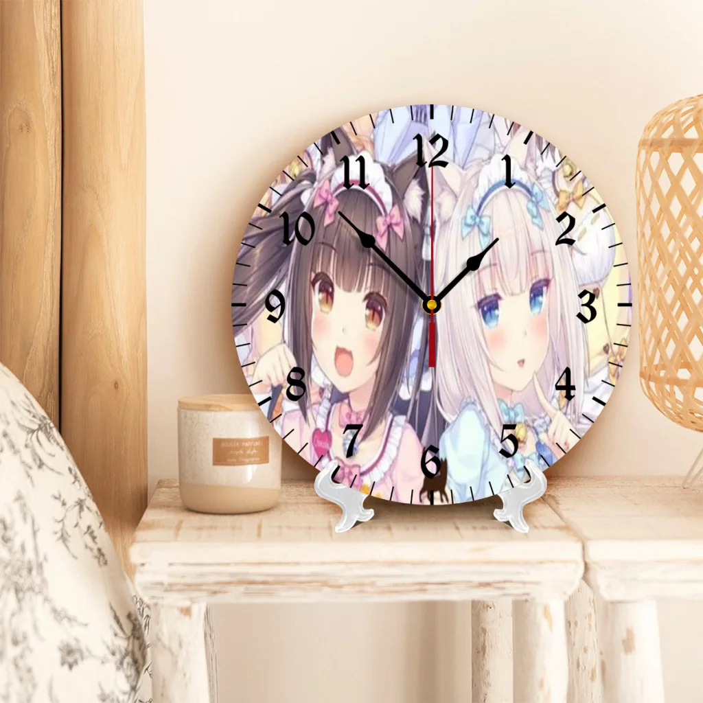 Anime Nekoparas Kawaii Cute Wall Clock Easy to Read Wall Mounted Clock With Silent for Home Decor