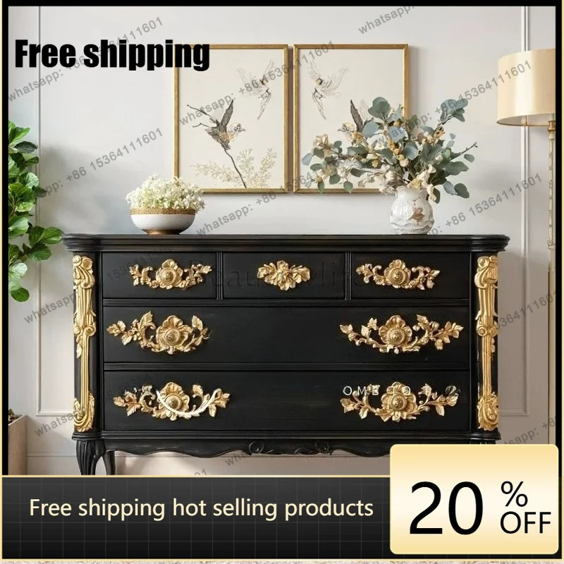 

XX. French Black Entryway Cabinet, Small Living Room Storage Chest