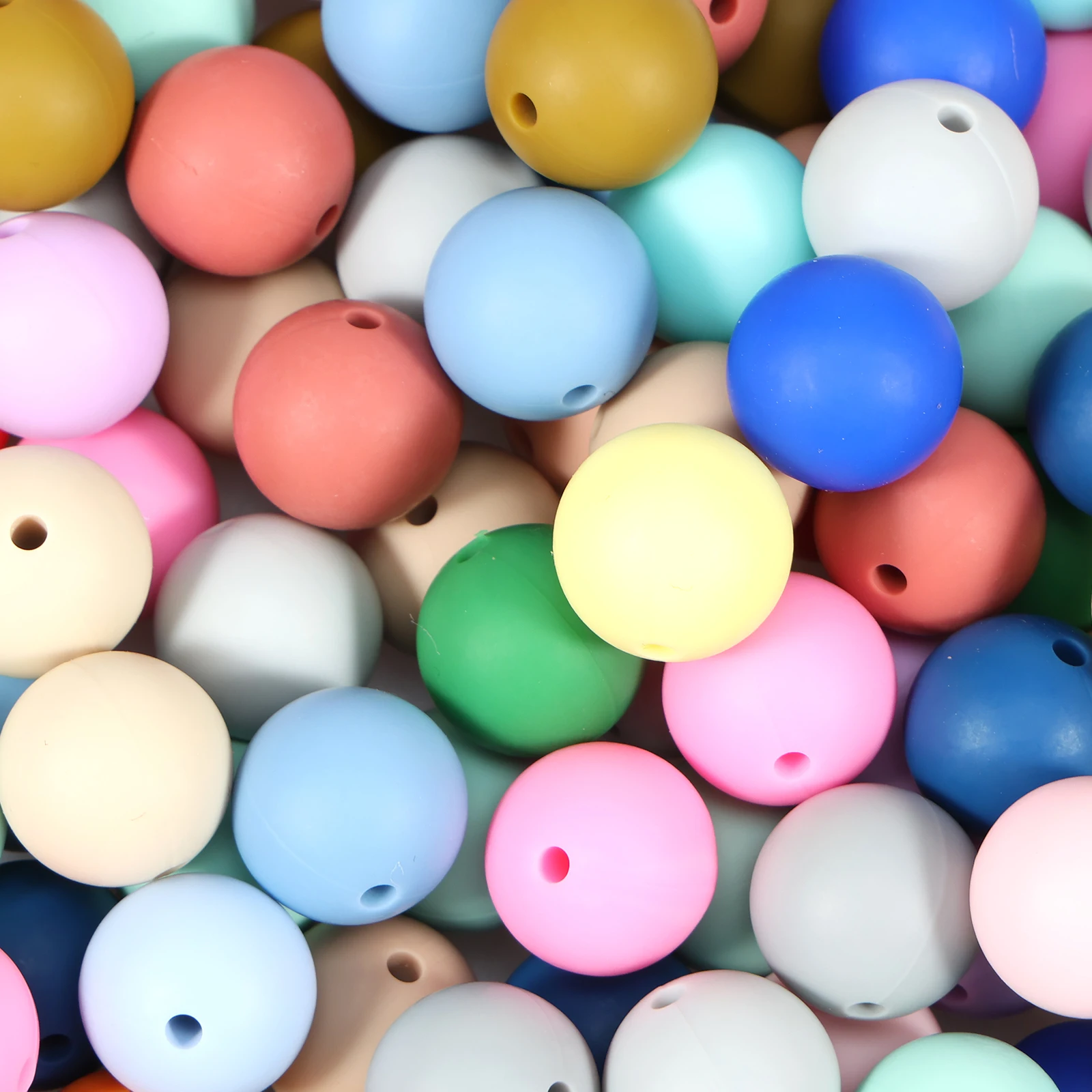 200 Pcs Silicone Beads Round Silicone Beads Bulk 20 Colors Silicone Loose Beads Soft Silicone Bead Set 15mm Round Beads Set Cute