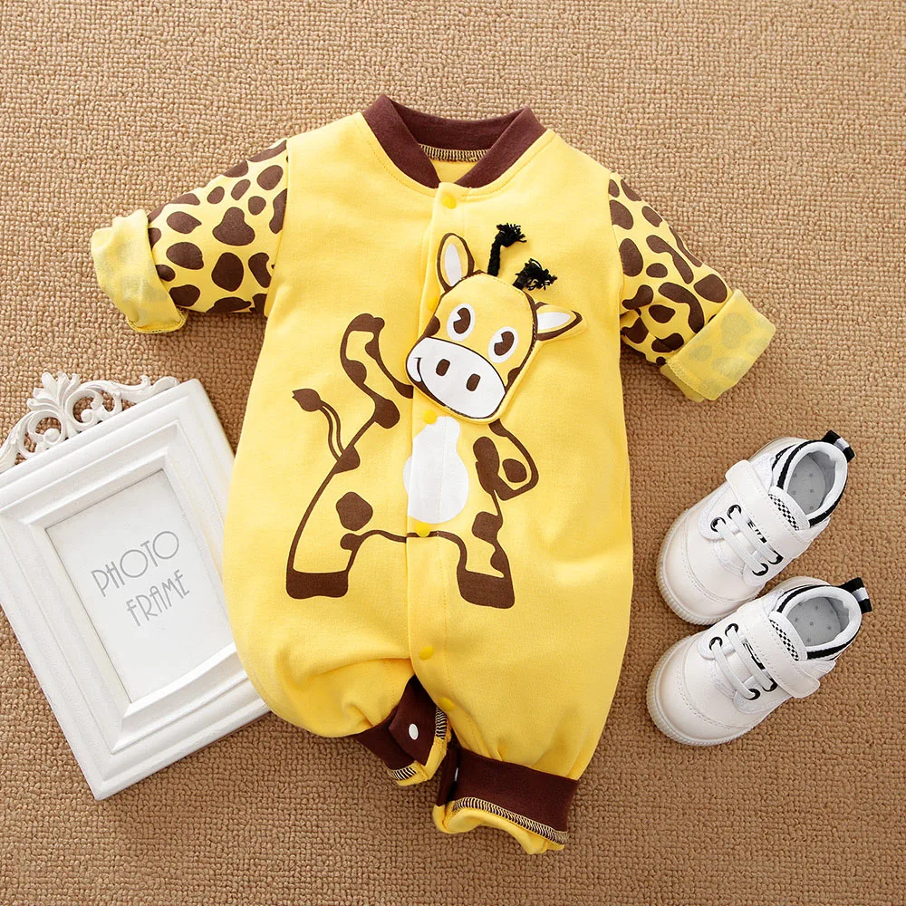 Newborn Baby Romper Cotton comfort long sleeve Unisex Baby Bodysuits Cute Cow Animal Style 0-2 years old  Bebe Boy Girl Clothes