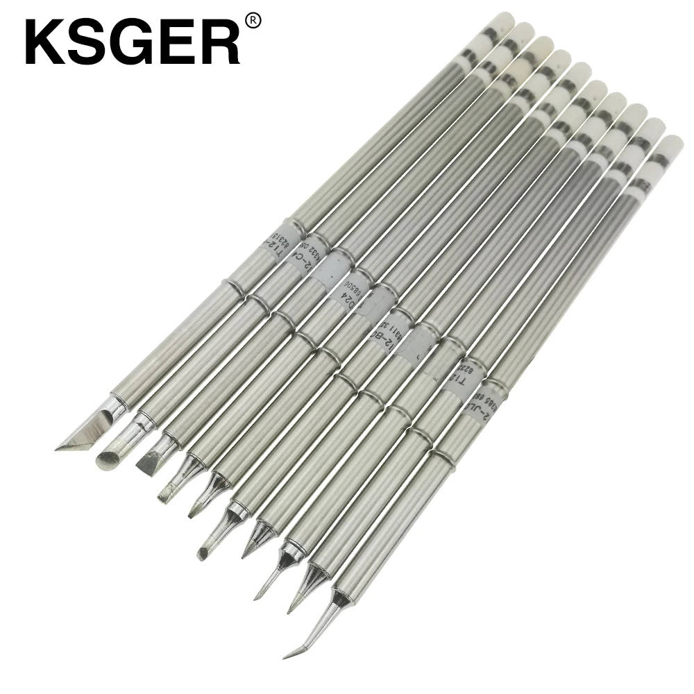 KSGER T12 Silver Soldering Iron Tips Soldering Station Handle Welding Replace T12-B BC2 K C1 C4 D08 D24 D4 I JL02 Soldering Iron