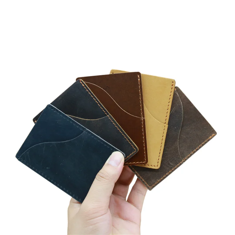 

Cow Leather Mini Card Holder Wallet for Credit Cards ID Genuine Leather Porte Carte Cardholder Business Bank Card Case