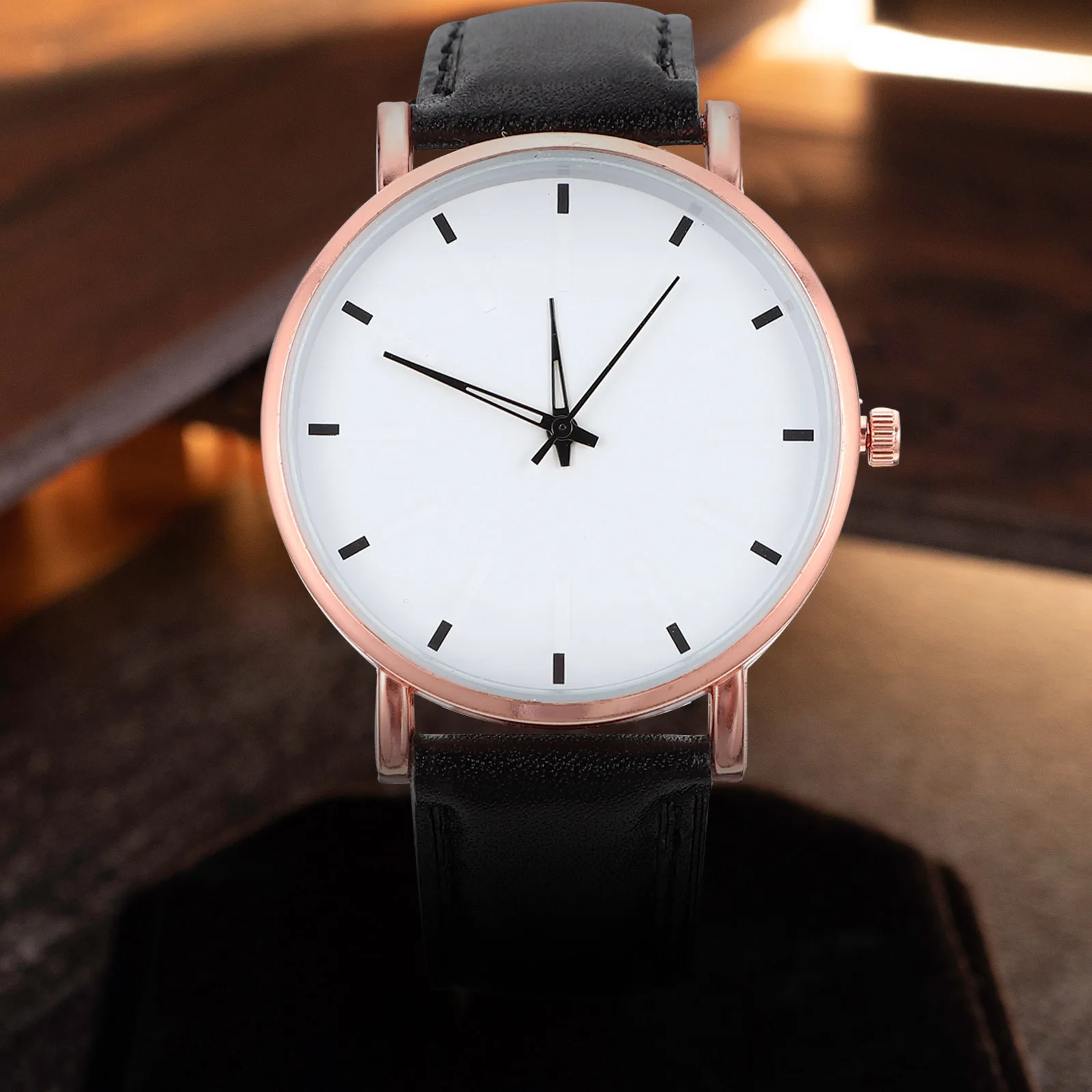 

Simple Color Quartz Watch for Men Glass Alloy Case Strap Business Casual Wristwatch Precise Movement Lightweight