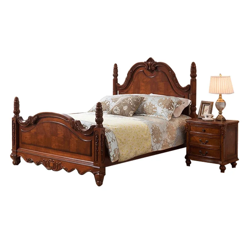 

Vintage, American, solid wood bed, carved, bedroom, home, double