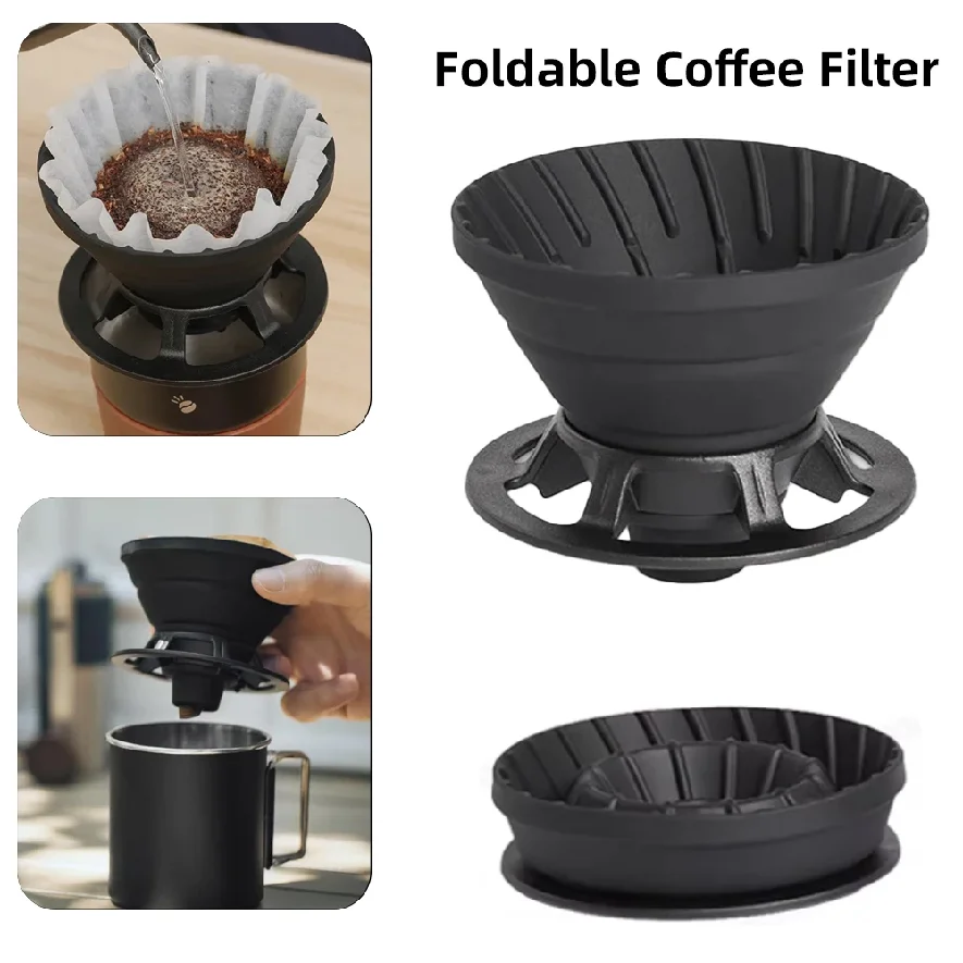 YRP Coffee Filter Reusable Silicone Camping coffee cup filter paper Dripper Barista tools Brewing Funnel Filter Cup1-2Cups