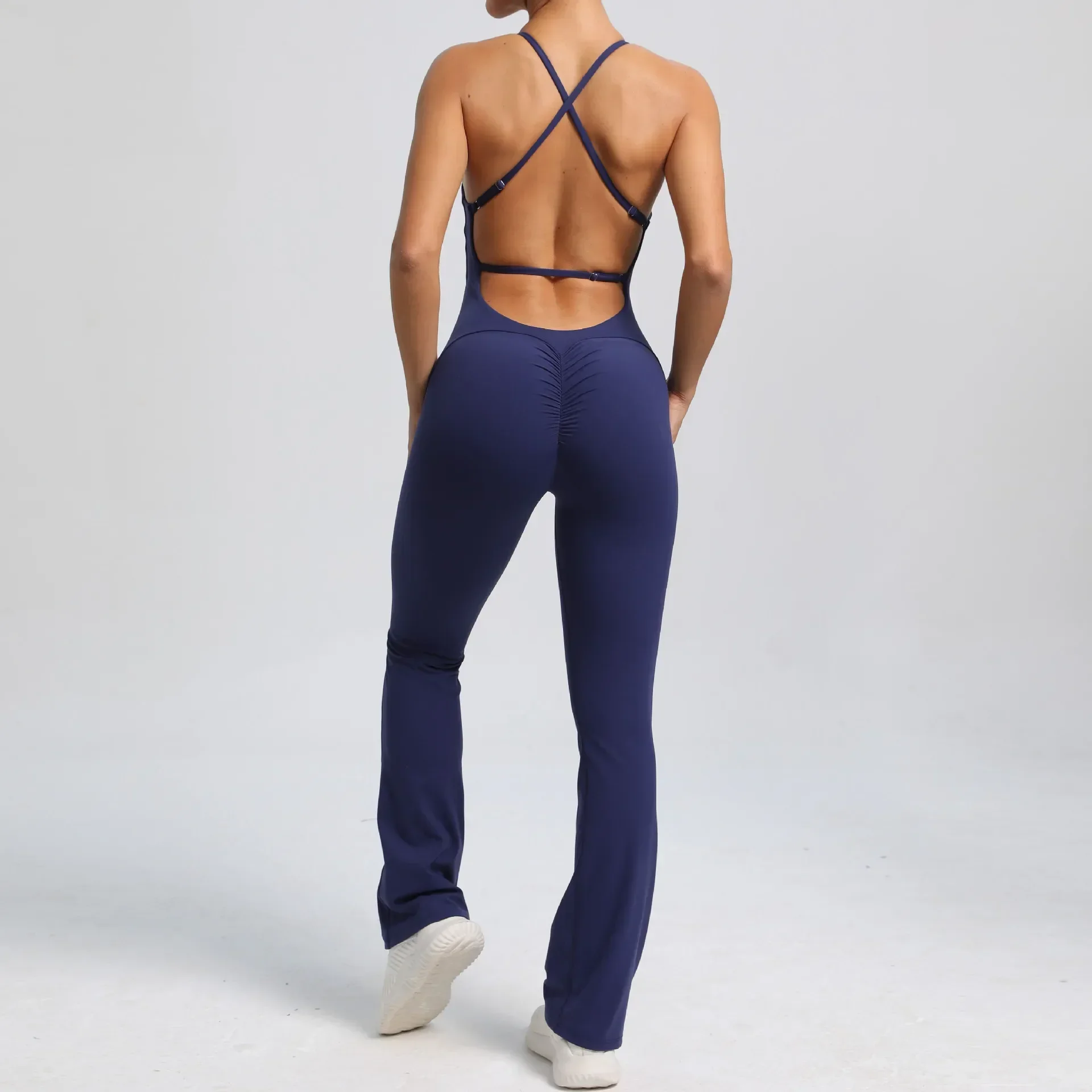 Seamless Yoga Jumpsuit Bell-bottom Pants Sports Fitness Peach Hip-lifting Adjustable Strap Beauty Back One-Piece Yoga Tracksuits