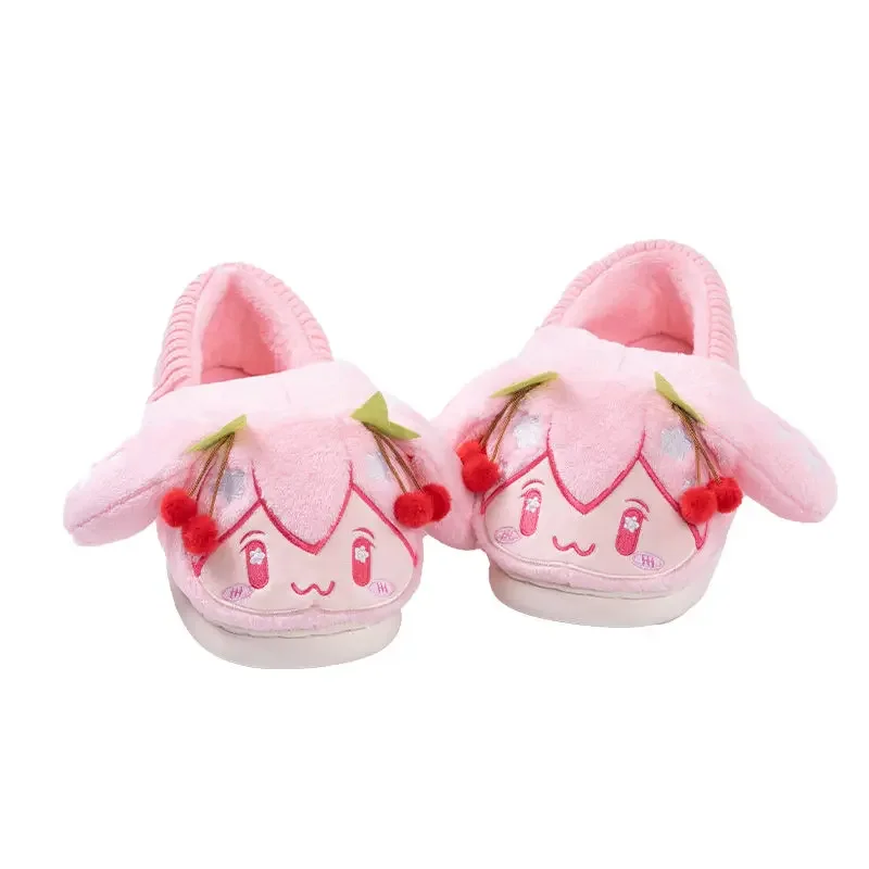 Hatsune Miku anime surrounding cartoon cute plush cotton slippers warm elastic screw top casual shoes for home and outdoor wear