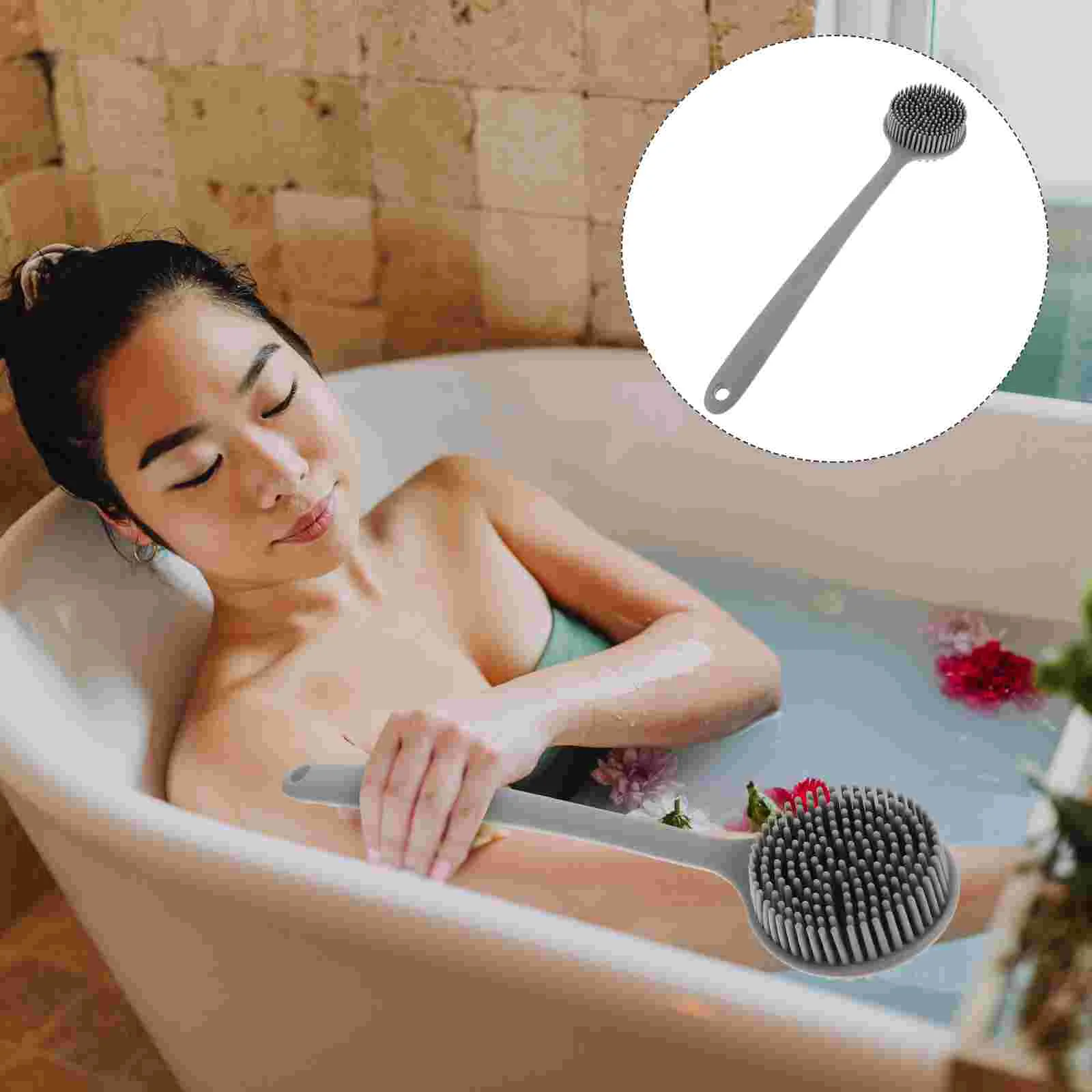 

Silicone Bath Brush Exfoliating Scrubber Back for Shower Tub Body Loofah Massage