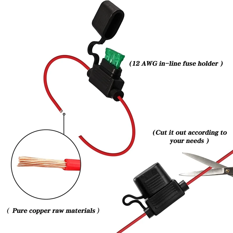 Адаптер плавкого предохранителя 12V-DC ATC/ATO 12 AWG стандартный держатель плавкого предохранителя 10 шт. водонепроницаемый предохранитель для автомобиля 1-30 А