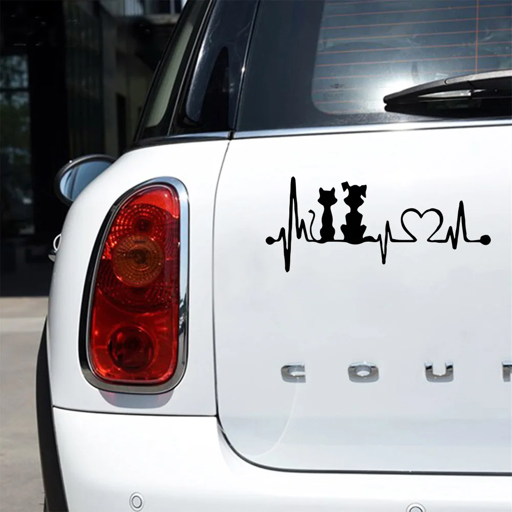 1pc Hot Electrocardiogram cat Stickers On The Car For Car Window Decor Car Stickers Auto Vinyl Car Sticker Car Accessories