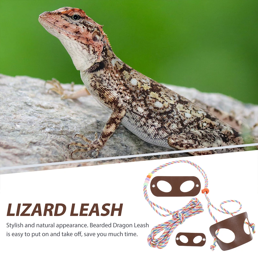 

2pcs Lizard Leash Brown Adjustable Lightweight for Reptile Wear-resistant Gecko Small Pet Walking Rope Portable Bearded Dragon