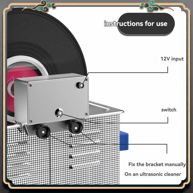 

Reliable-6L Ultrasonic Vinyl Record Washer With Bracket Vinyl Rotating Cleaner For Wash 7-12 Inch LP EP Discs 1 RPM/MIN