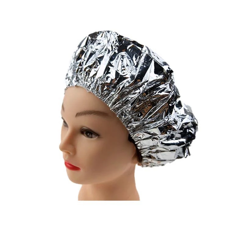 Aluminum Foil Hair Cap,Salon Baking Oil Hair Dye Cap disposable Waterproof Dustproof Hair Cap Shower Cap for Home Salon