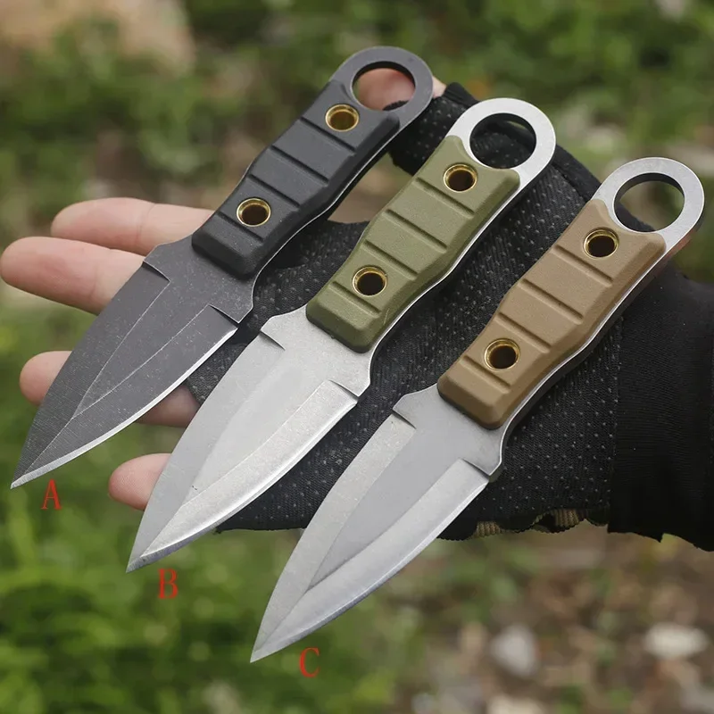 2024 New Camping Survival Tactical Small Straight Knife with K Sheath, Hiking, Portable Versatile Outdoor Knife, High Hardness