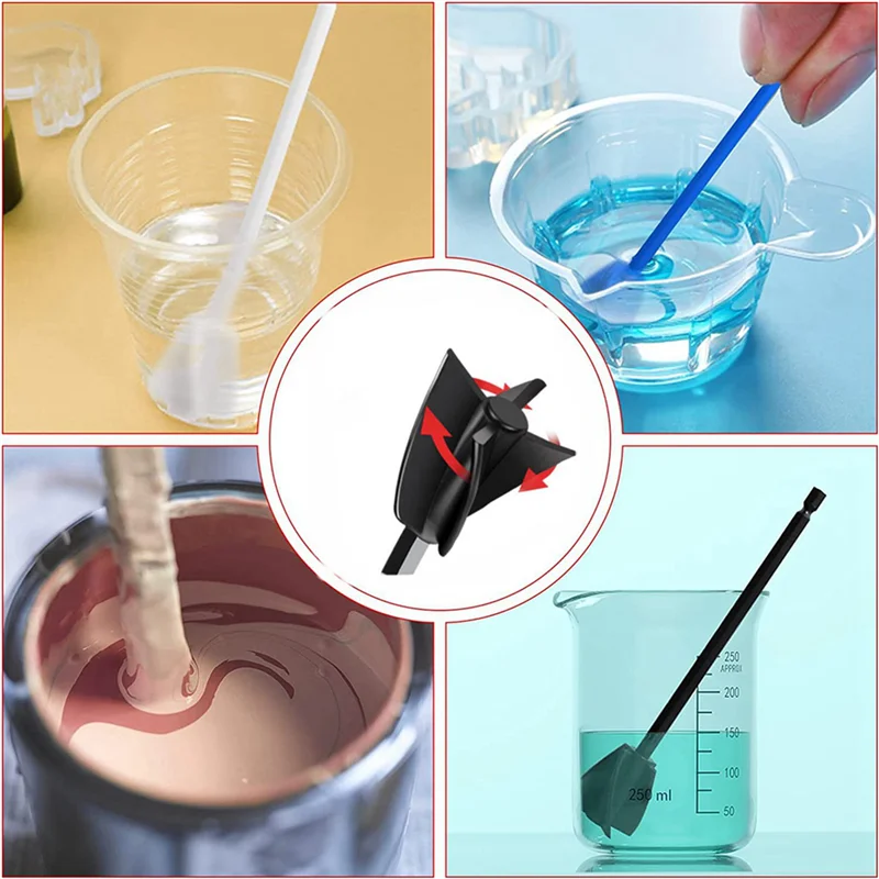 SANQ 8 個エポキシミキサーアタッチメントドリル用、再利用可能なペイントとエポキシ樹脂、ペイント、釉薬を混合するための樹脂ミキサーパドル