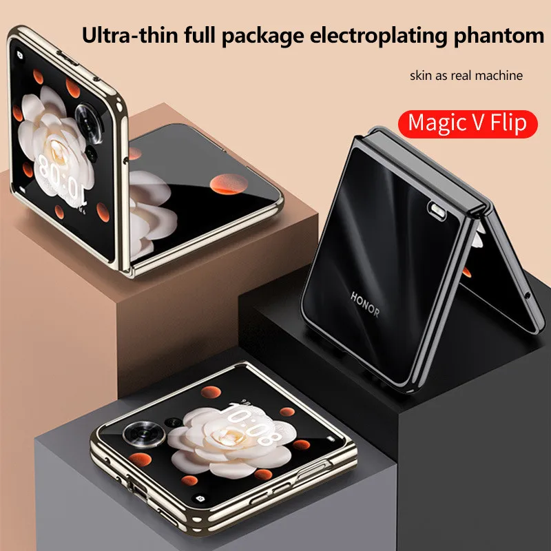 Magnetic Folding Electroplating Phantom Clear Phone Case For Honor Magic V Flip Full Protective Cover