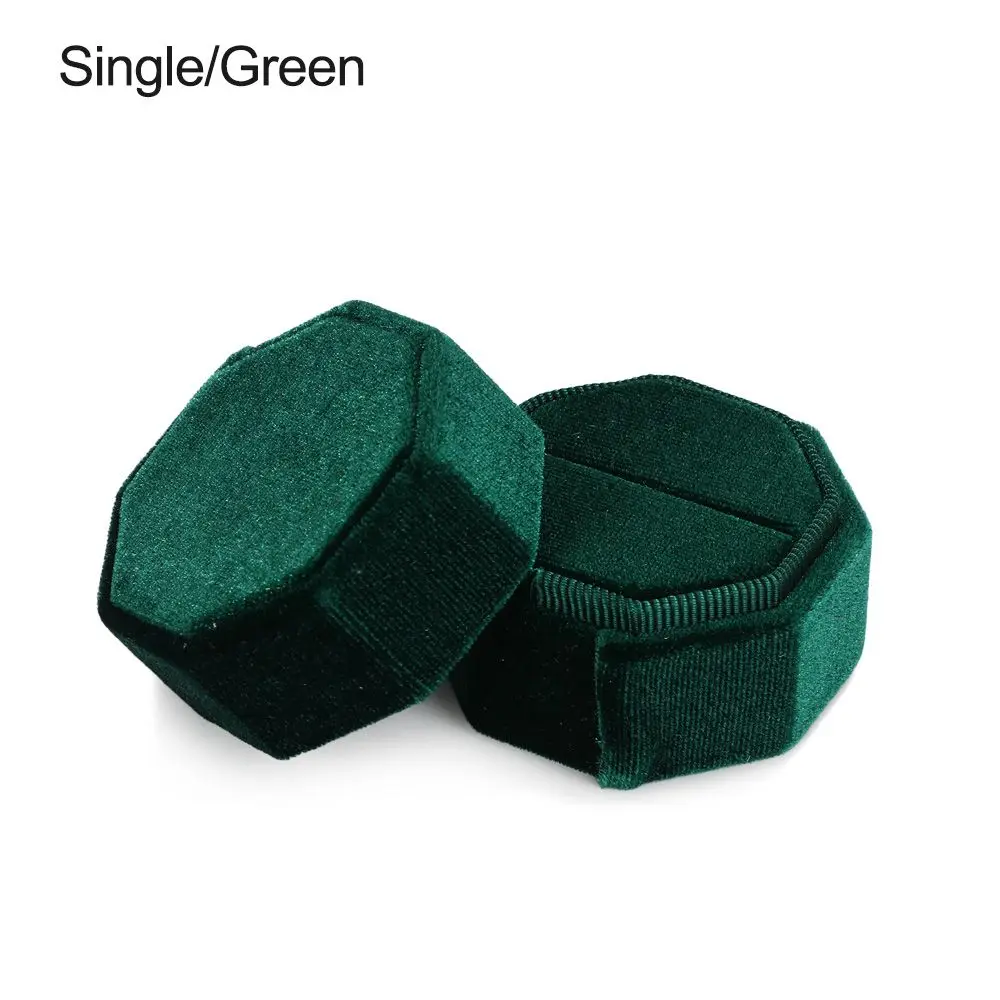 Durable Wedding Octagonal Velvet Jewelry Box Display Box Ring Storage Box With Detachable Lid