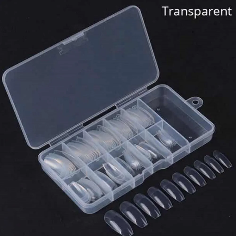 

100pcs Boxed Half Stick Ballet Fake Nails Durable Transparent Perfect Length Natural Green Abs Breathable Non Toxic