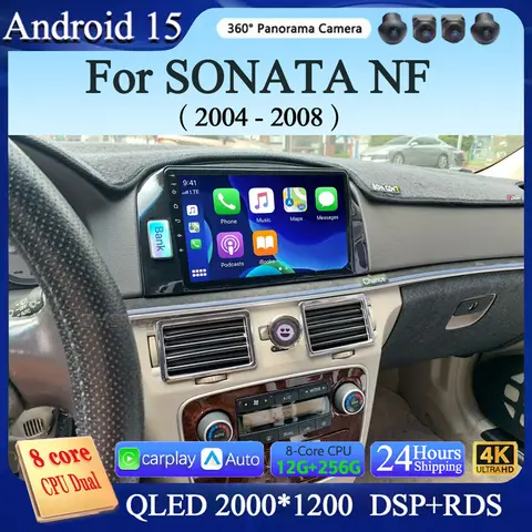 현대 쏘나타 NF 2004 2005 2006 - 2008 안드로이드 15 카 라디오 네비게이션 멀티미디어 플레이어 스테레오 GPS WiFi+4G 비디오 카플레이