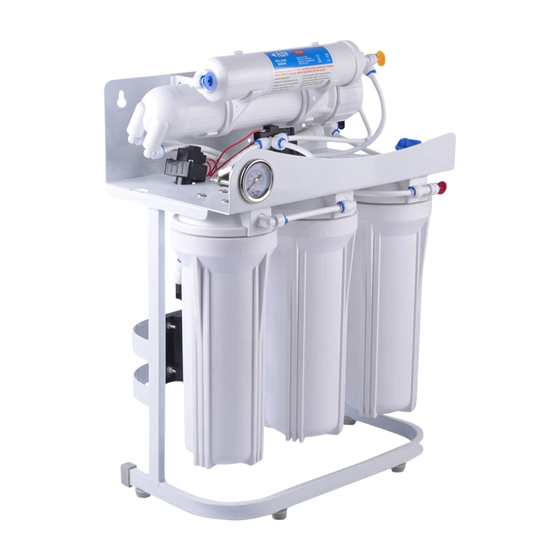 10 Inch Double O Ring Housing 6-Stage Auto Flush Reverse Osmosis Water Purifier/Filter System Household Use Plastic Stand