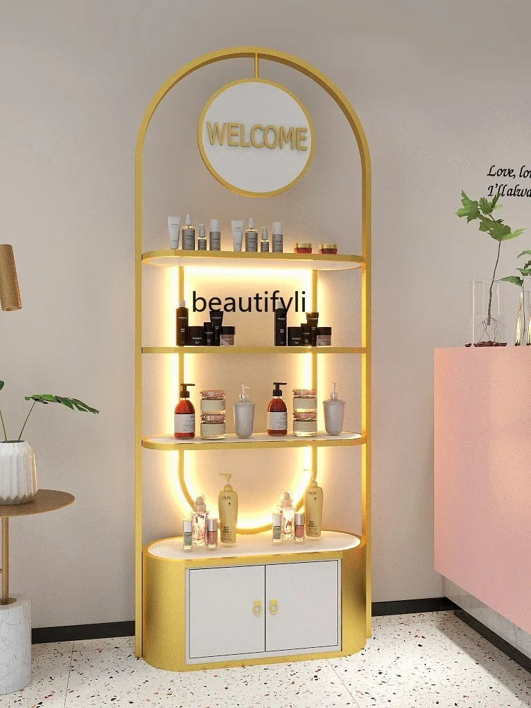 Cosmetics Display Cabinet Beauty Salon Nail Beauty Product Cabinet Shelf Skin Care Products Display Rack Barber Shop Showcase