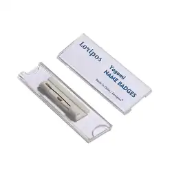 Supporto acrilico pin-on per identificazione carta d'identità targhetta identificativa etichetta carta d'identità spille da balia porta badge nome conferenza in plastica