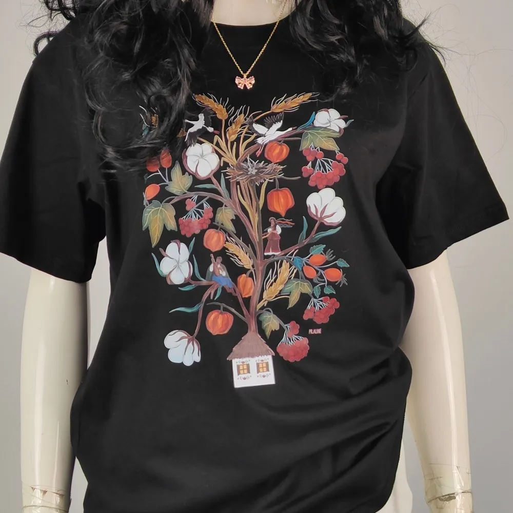 Unisex Vintage Floral Shirt Graphic Tee with Ukrainian Embroidery Pattern Aesthetic Vyshyvanka-Inspired Tops High Quality Cotton view 6