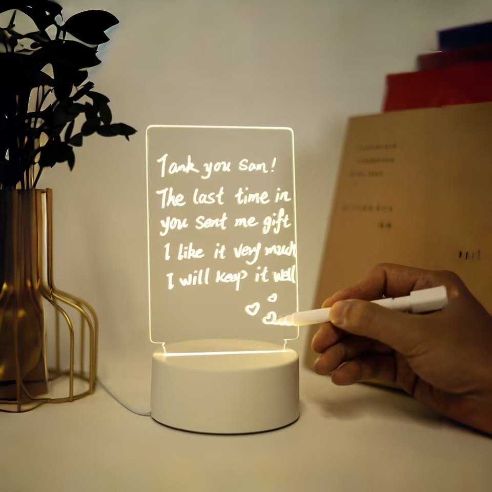  Diy Notepad LED Drawing Board Glowing Acrylic Message Board With Pen Erasable Children's Drawing Letter Message Board Night Lamp 