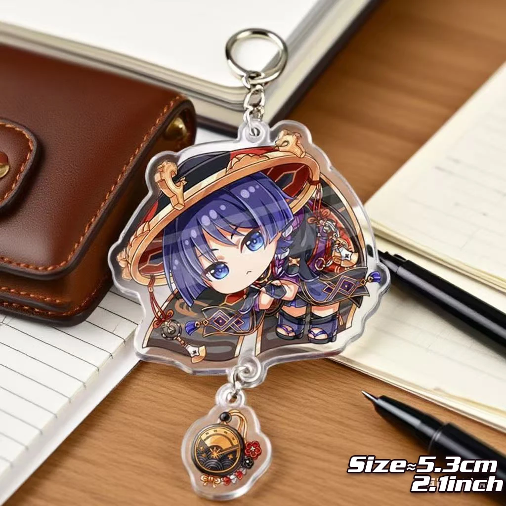 Genshin Impact Sleutelhanger ring Anime Sieraden spel Hanger Sleutelhangers kinderen meisje speelgoed Cartoon Acryl Badge Beelzebul Furina Hu Tao