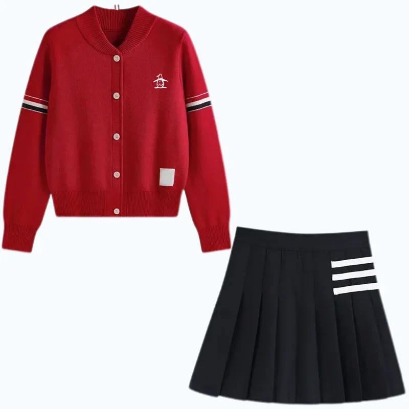 

Autumn Golf Wear Women 2024 High Quality Golf Suits Knit Sweater+ Golf Skirt New Two Piece Set Women's Golf Clothes Golf Sweater